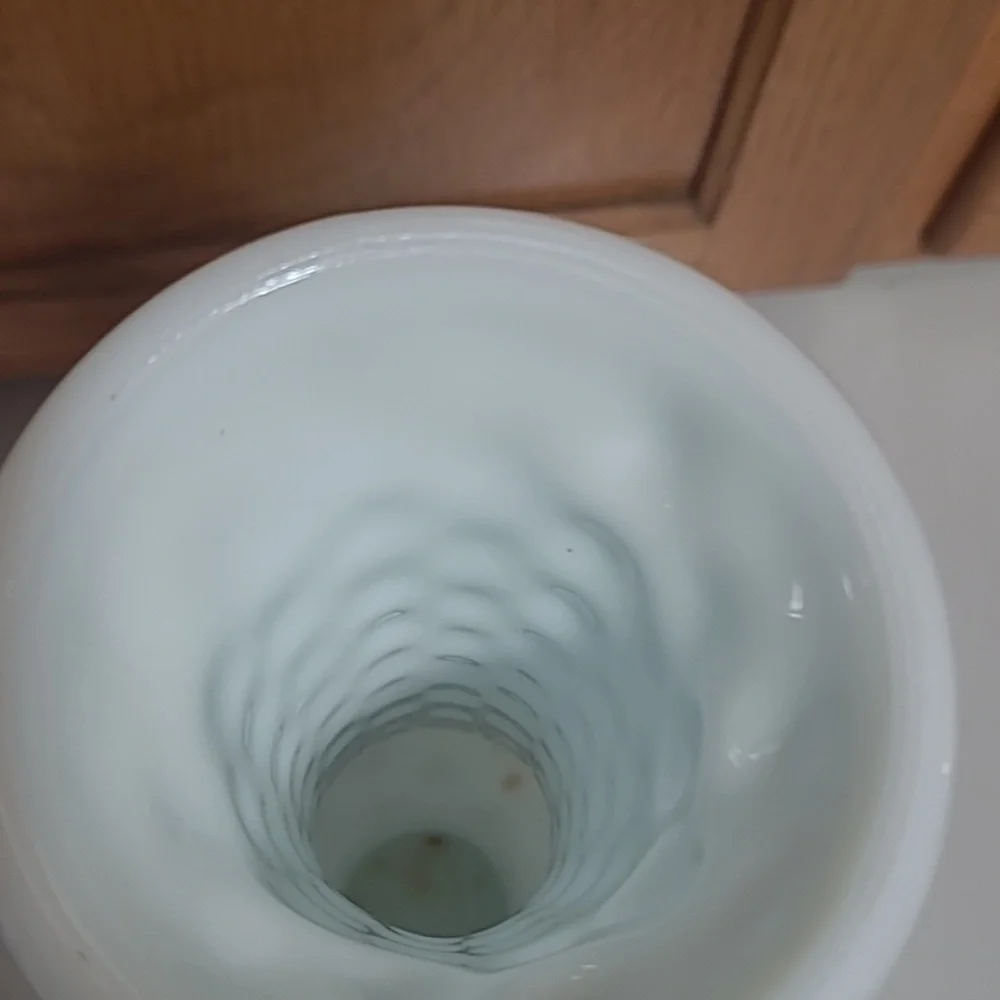 Anchor Hocking Milk Glass Bubble Pattern White with Greenish Hue Bud Vase 12